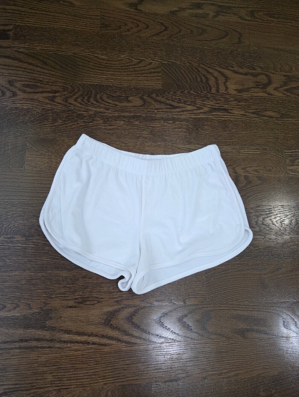 Juicy Couture White Velvet Athletic Shorts with Elastic Waistband Sz.L